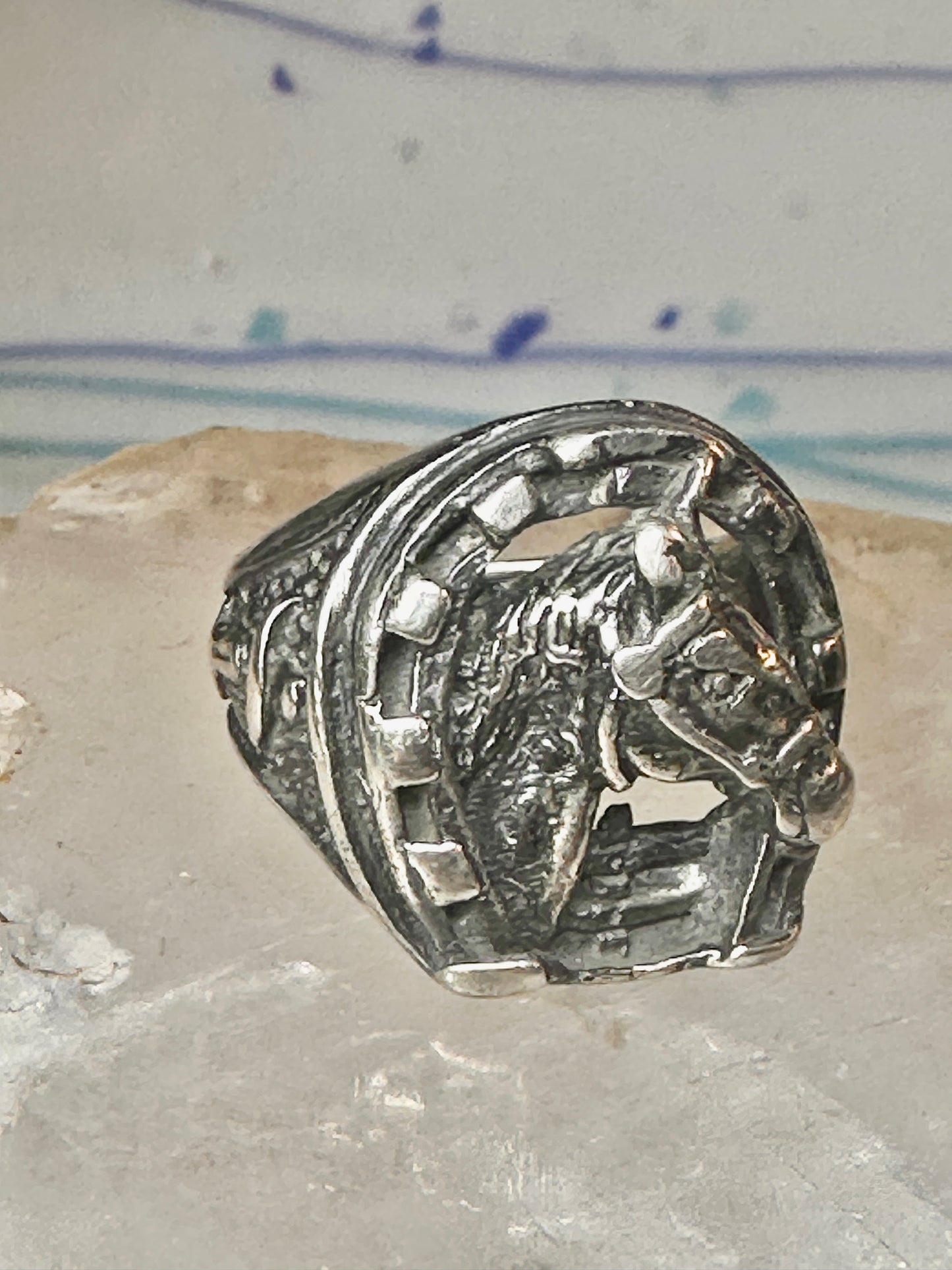 Horse ring horseshoe band southwestern size 5 cowgirl pinky sterling silver women