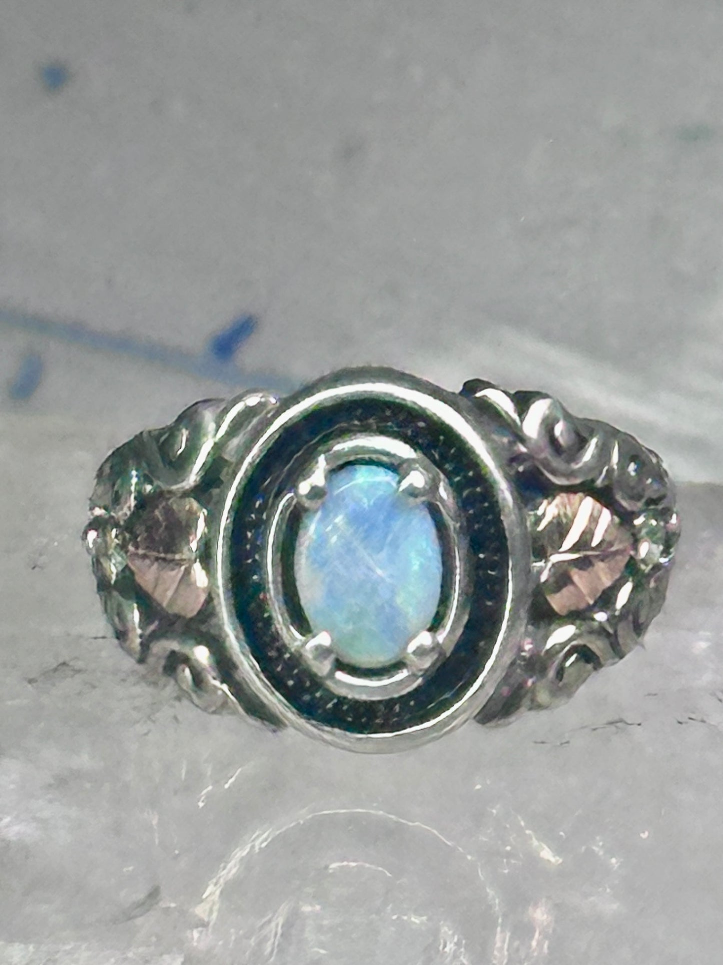 Black Hills Gold Ring opal leaves band size 7 sterling silver women men
