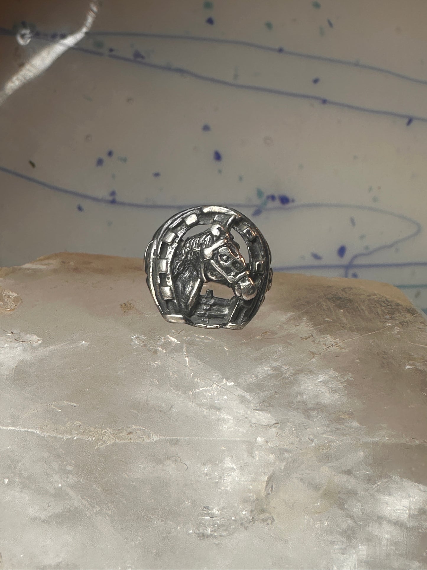 Horse ring horseshoe band southwestern size 5 cowgirl pinky sterling silver women