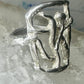 Abstract figurative ring human figure brutalist band size 8 sterling silver figurative brutalist women
