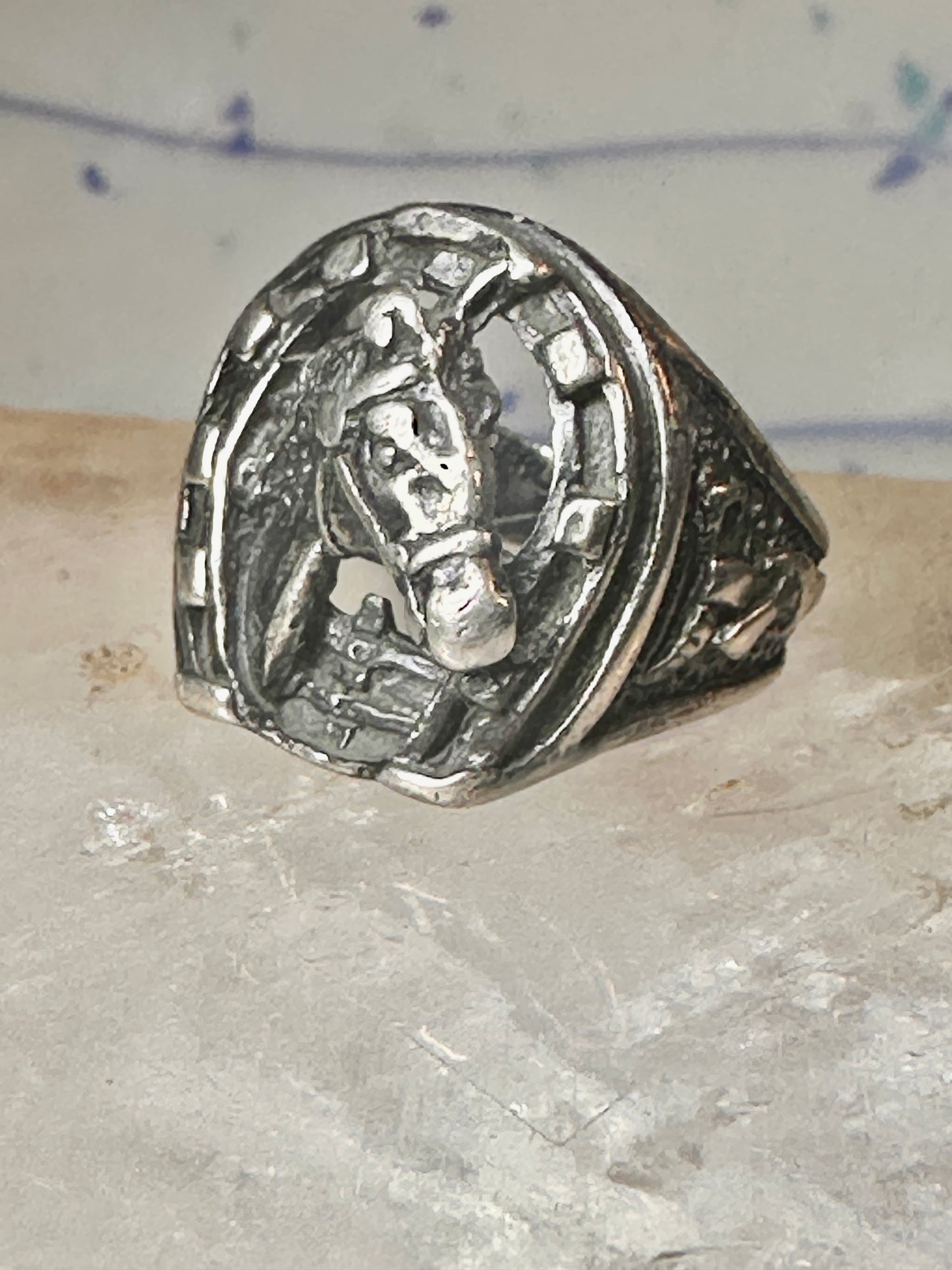 Horse ring horseshoe band southwestern size 5 cowgirl pinky sterling silver women