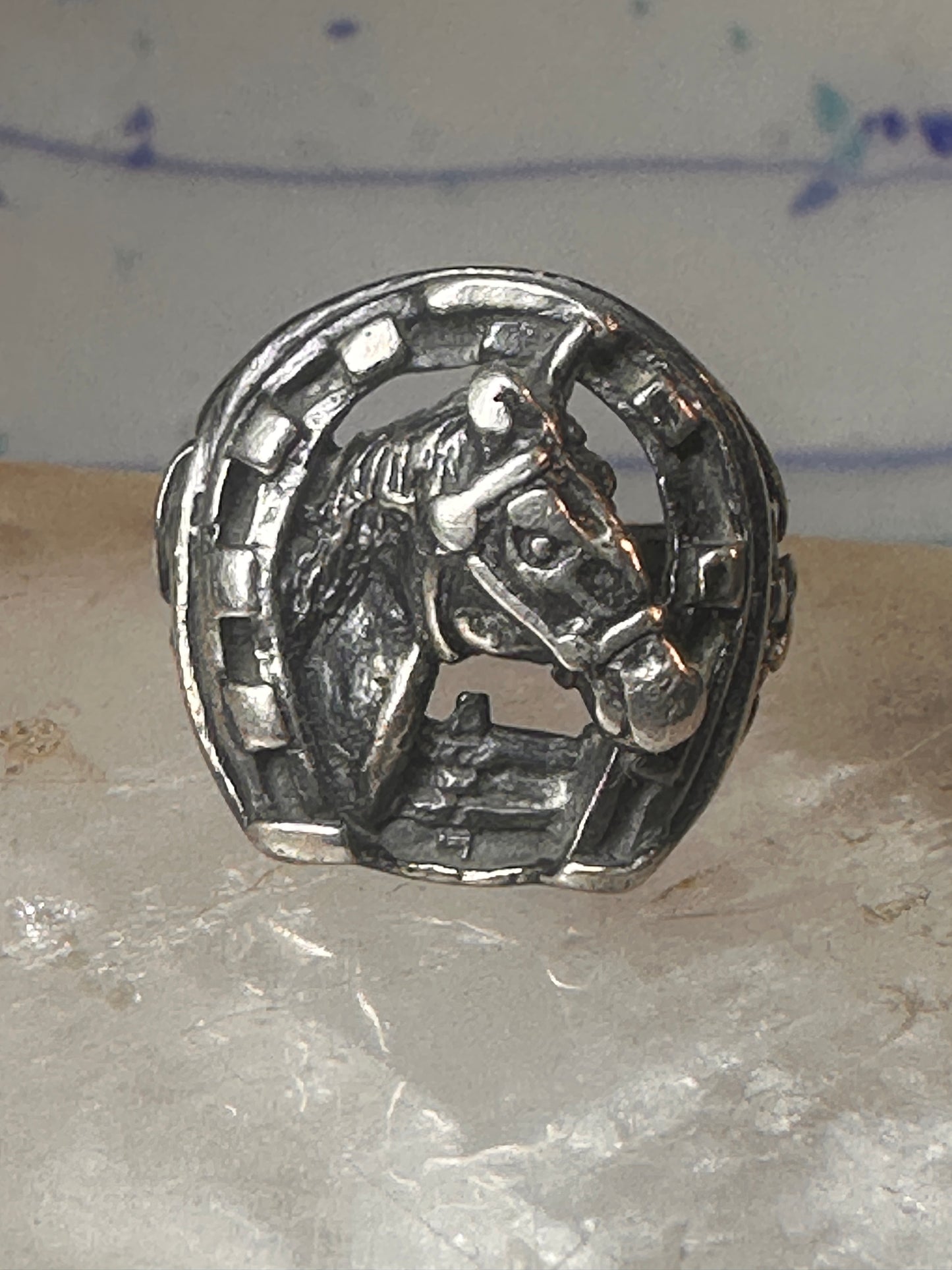 Horse ring horseshoe band southwestern size 5 cowgirl pinky sterling silver women