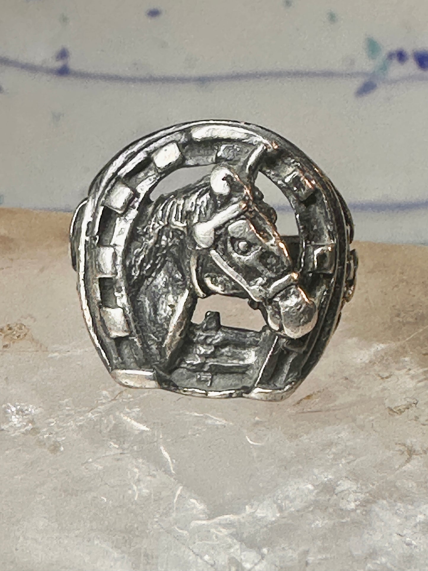 Horse ring horseshoe band southwestern size 5 cowgirl pinky sterling silver women