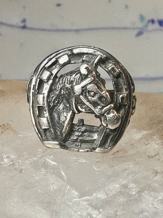 Horse ring horseshoe band southwestern size 5 cowgirl pinky sterling silver women