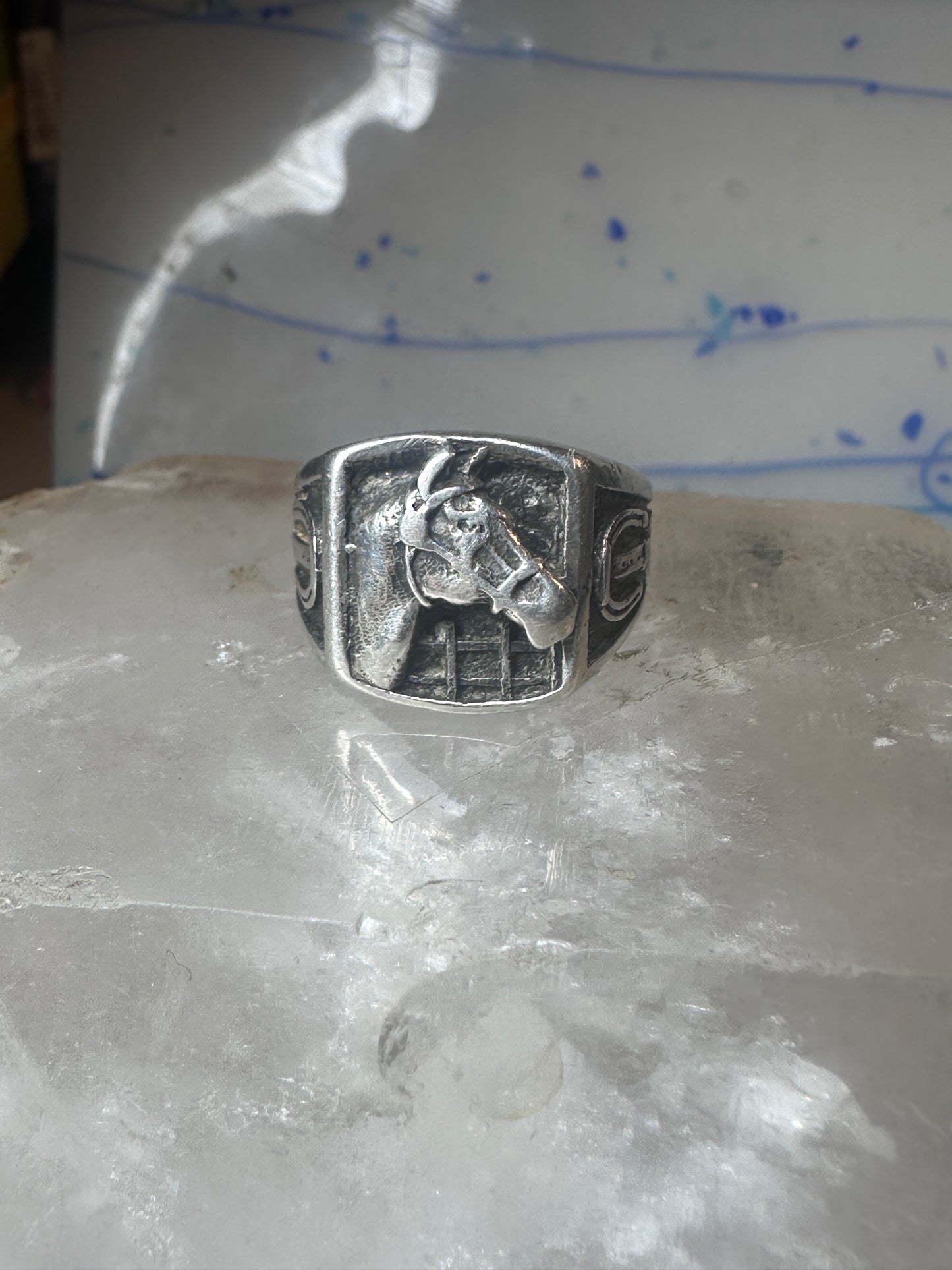 Horse ring horseshoe band southwestern size 10 cowboy sterling silver women men