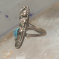 Navajo ring long leaves turquoise signed EP size 6 sterling silver women