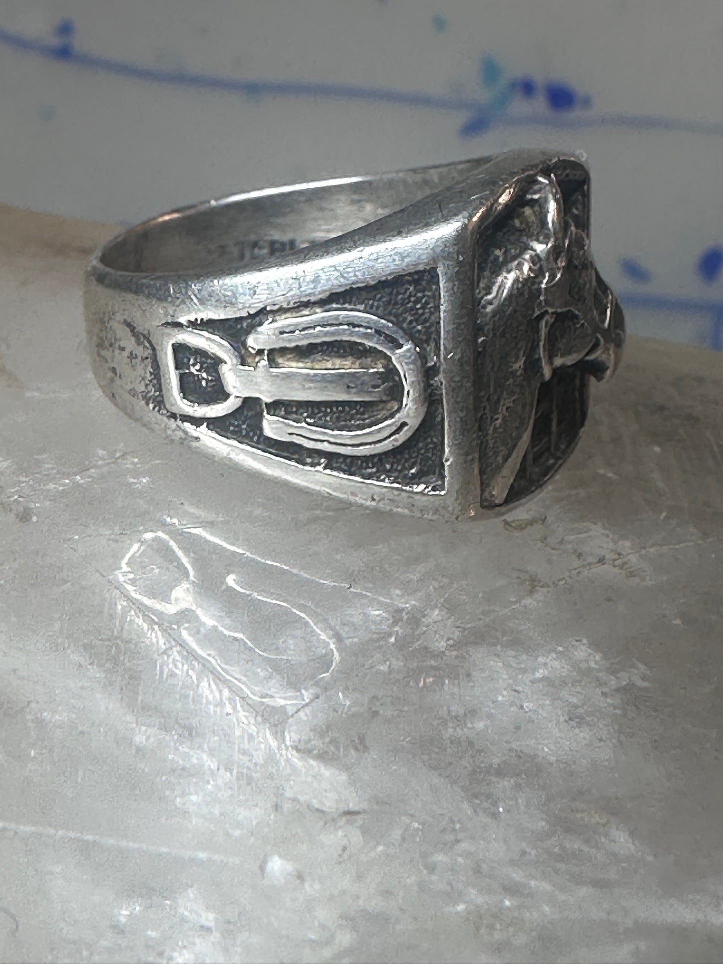 Horse ring horseshoe band southwestern size 10 cowboy sterling silver women men