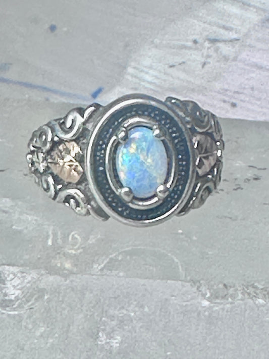 Black Hills Gold Ring opal leaves band size 7 sterling silver women men