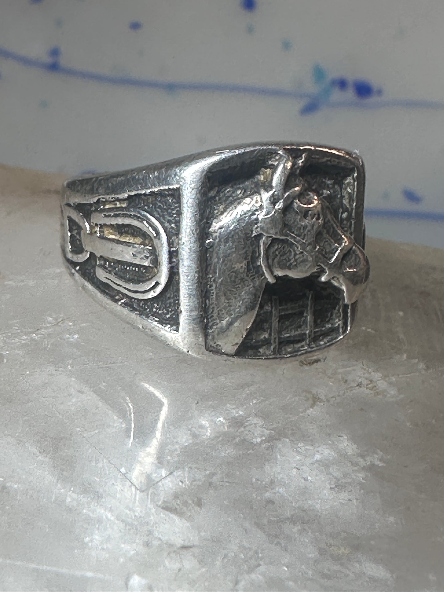 Horse ring horseshoe band southwestern size 10 cowboy sterling silver women men