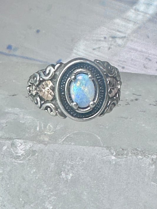 Black Hills Gold Ring opal leaves band size 7 sterling silver women men