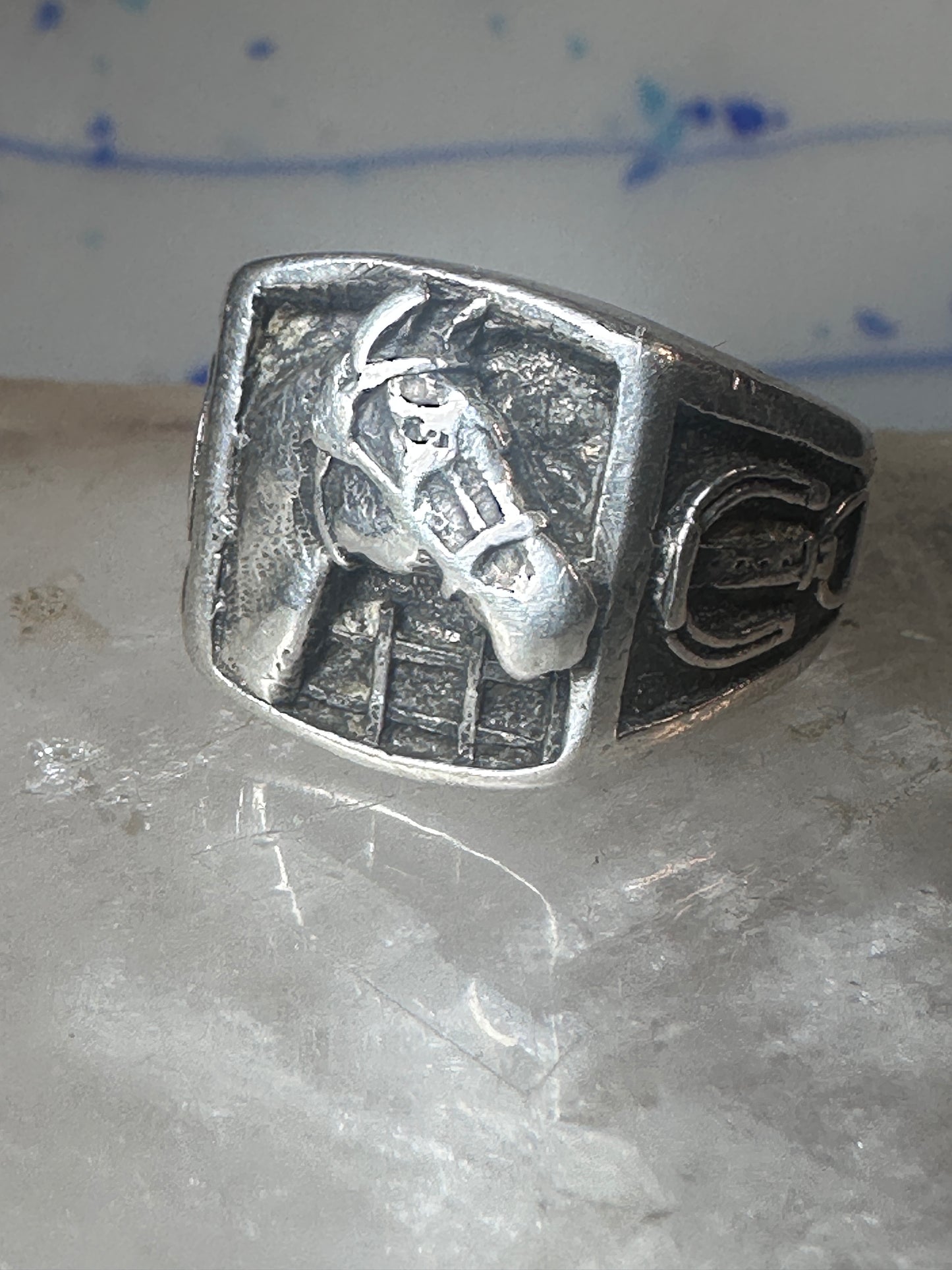 Horse ring horseshoe band southwestern size 10 cowboy sterling silver women men