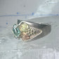 Black Hills Gold Ring aquamarine blue color stone leaves band size 5.75 sterling silver women pinky