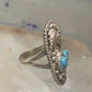 Navajo ring long leaves turquoise signed EP size 6 sterling silver women