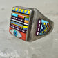 Zuni ring turquoise abalone coral inlay size 9 sterling silver women men