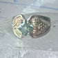 Black Hills Gold Ring aquamarine blue color stone leaves band size 5.75 sterling silver women pinky