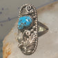 Navajo ring long leaves turquoise signed EP size 6 sterling silver women