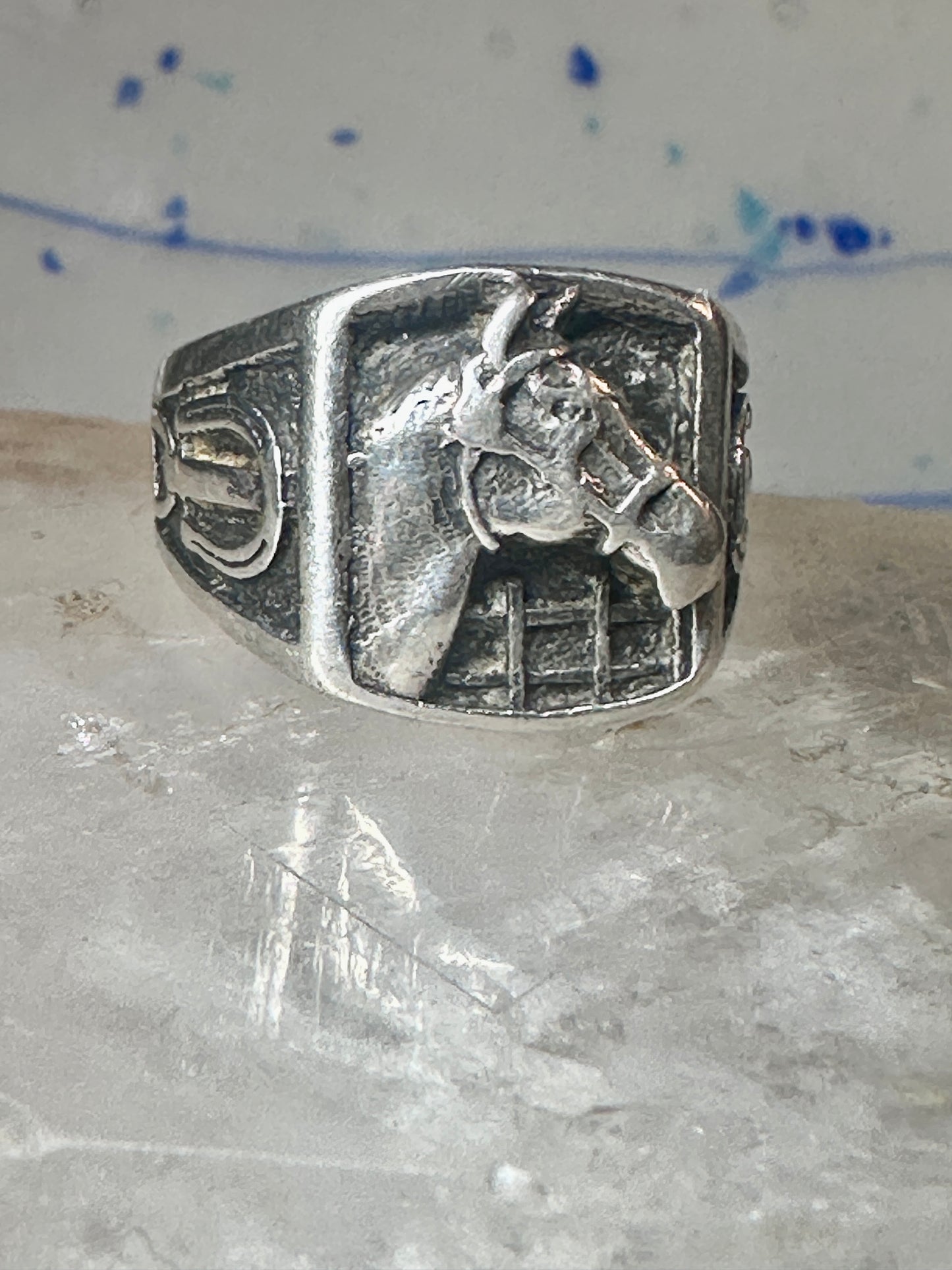 Horse ring horseshoe band southwestern size 10 cowboy sterling silver women men