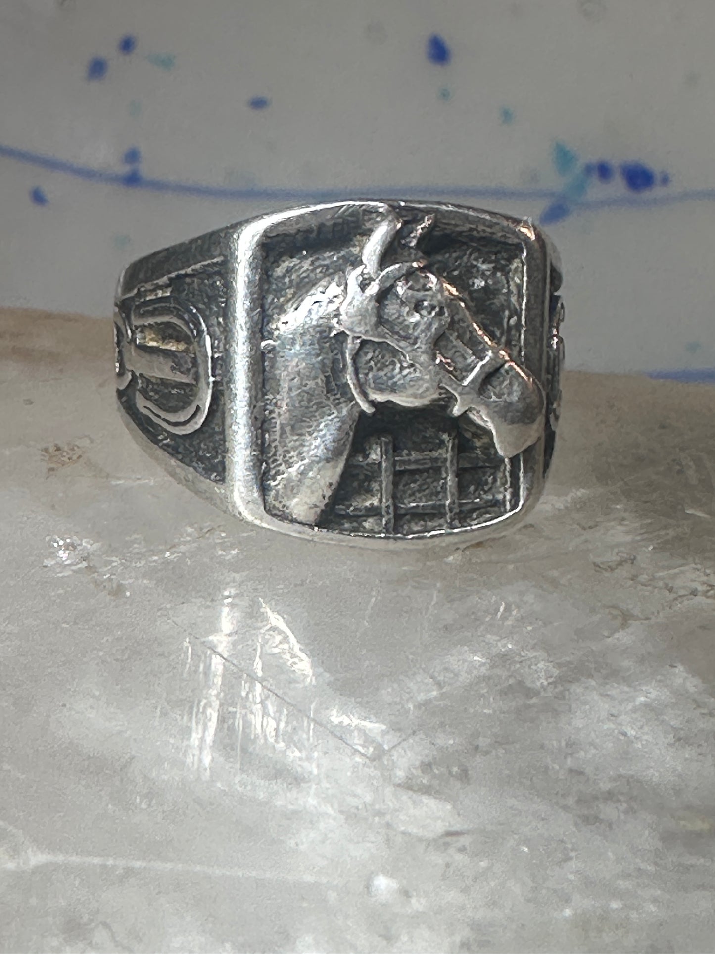 Horse ring horseshoe band southwestern size 10 cowboy sterling silver women men