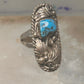 Navajo ring long leaves turquoise signed EP size 6 sterling silver women