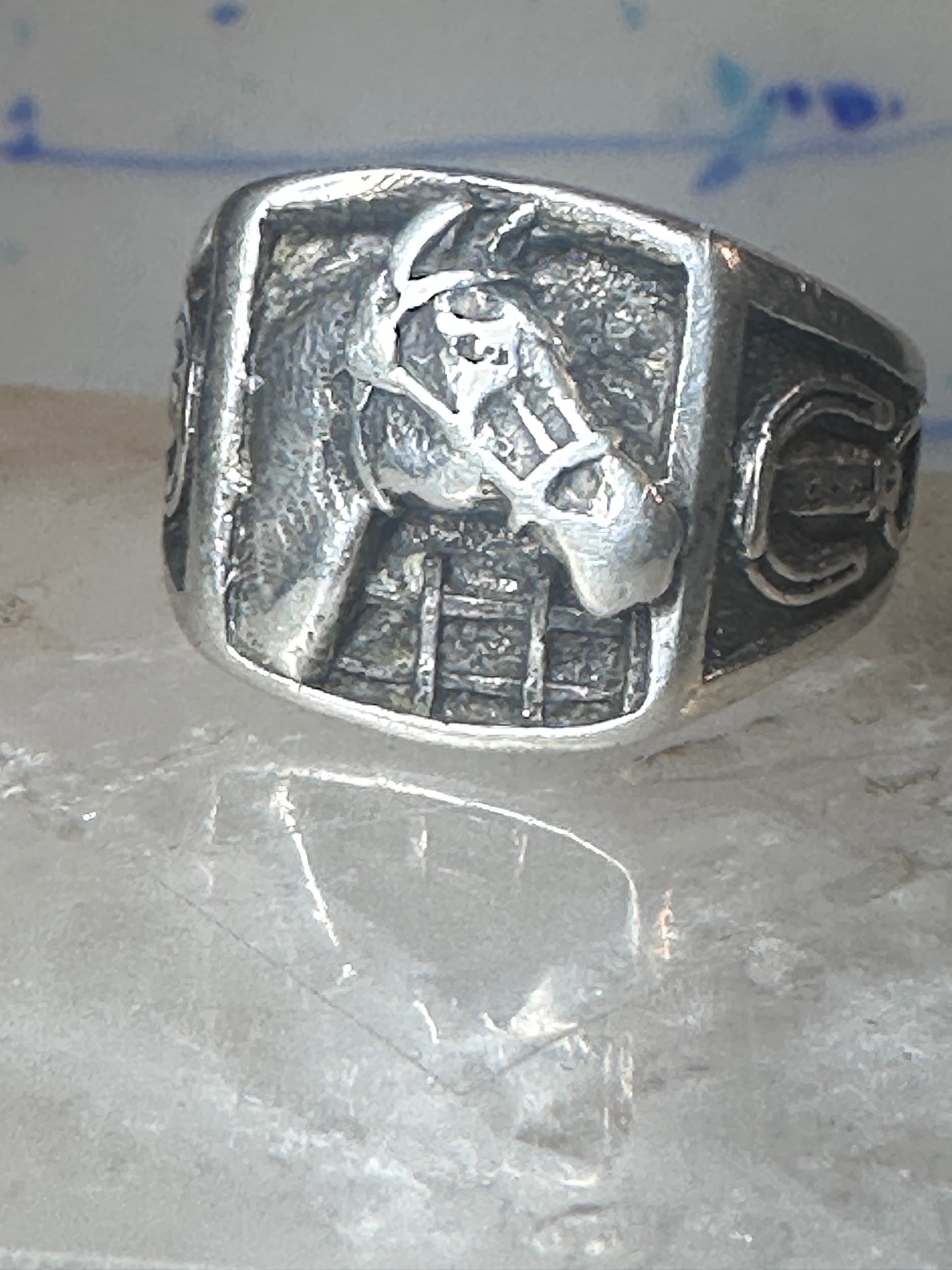 Horse ring horseshoe band southwestern size 10 cowboy sterling silver women men