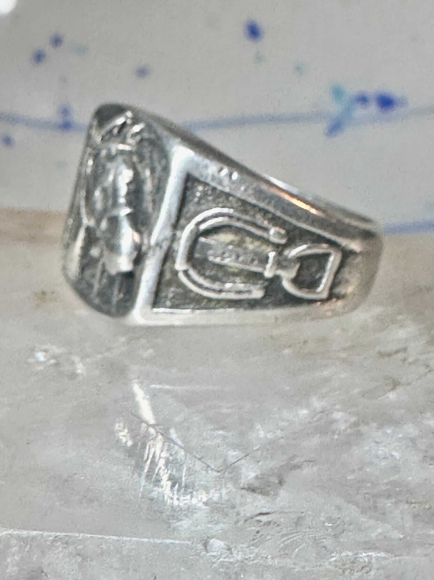 Horse ring horseshoe band southwestern size 10 cowboy sterling silver women men