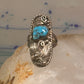 Navajo ring long leaves turquoise signed EP size 6 sterling silver women