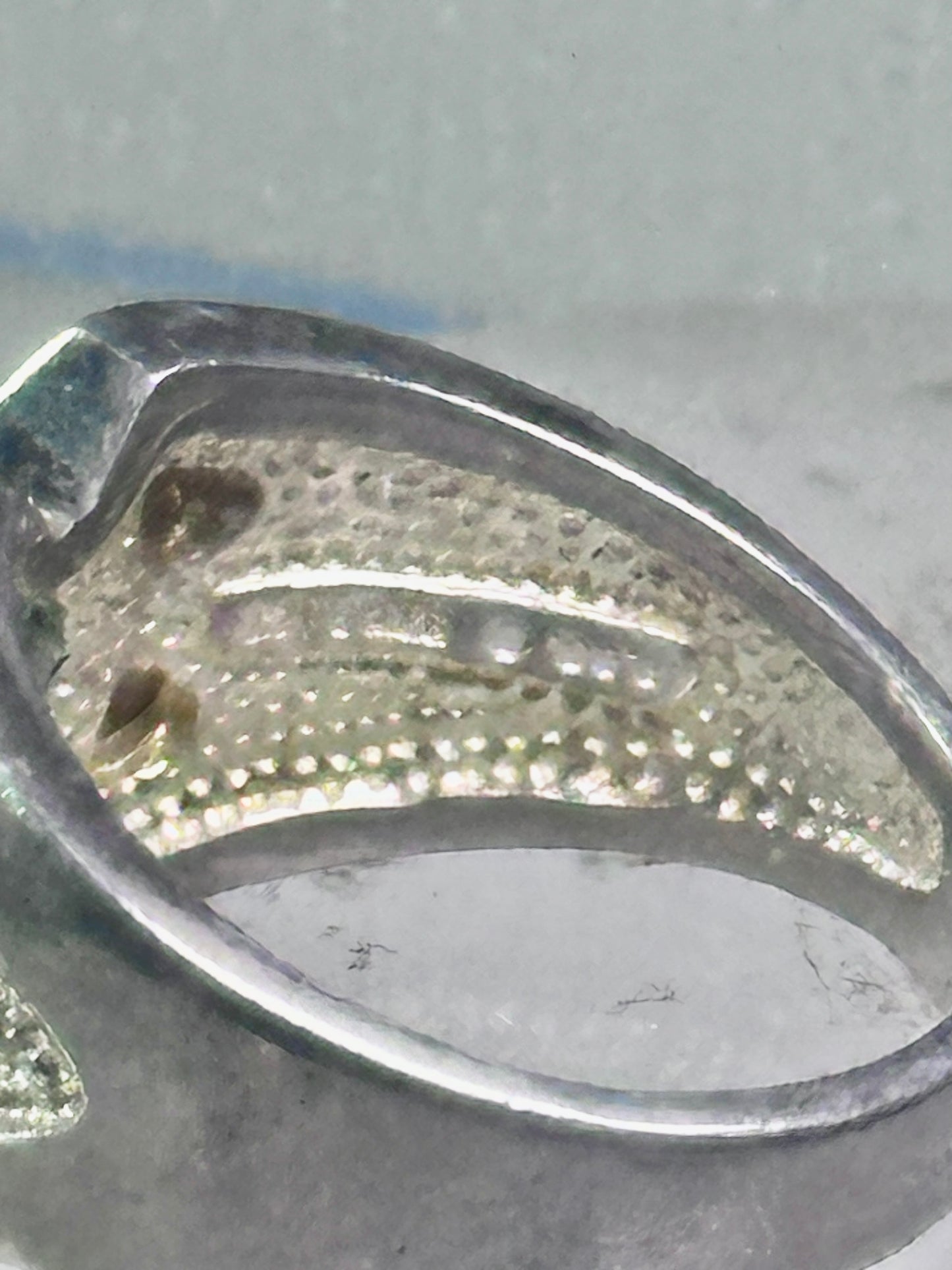 Black Hills Gold Ring aquamarine blue color stone leaves band size 5.75 sterling silver women pinky