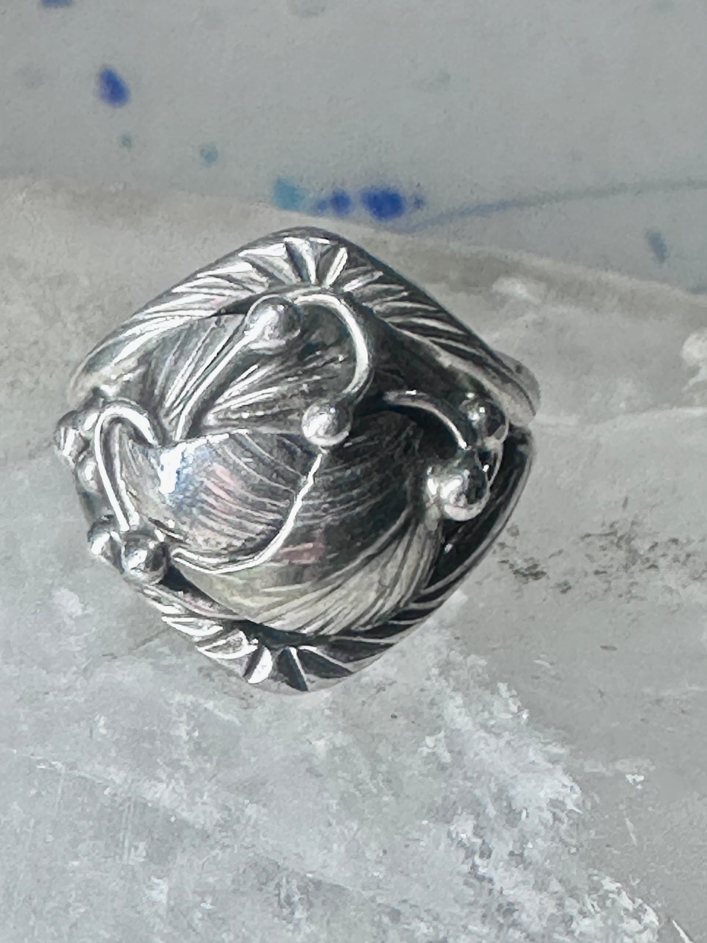 Navajo ring leaves cigar band size 8.50 sterling silver women girls