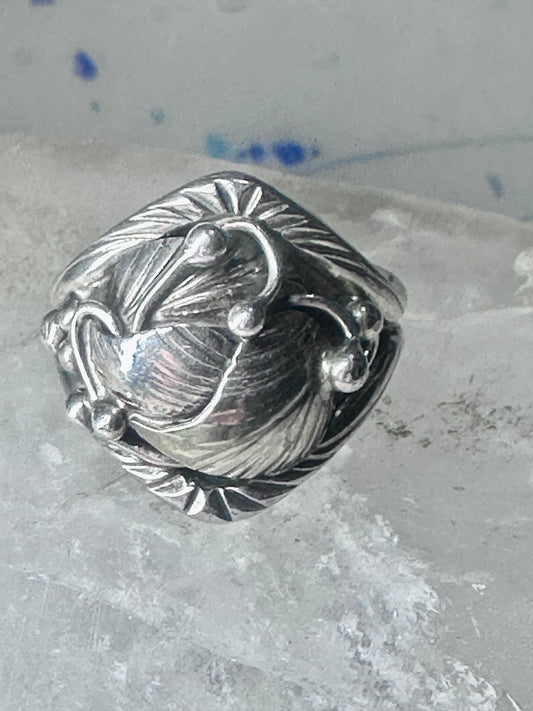 Navajo ring leaves cigar band size 8.50 sterling silver women girls