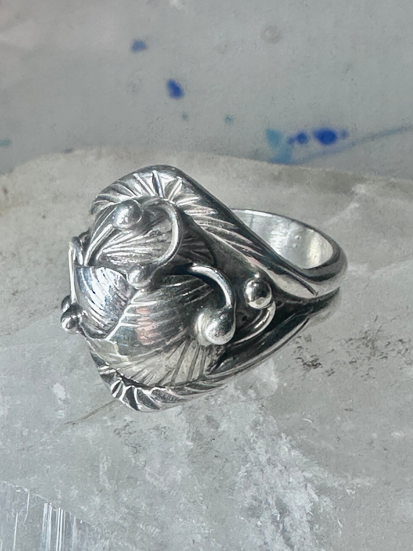 Navajo ring leaves cigar band size 8.50 sterling silver women girls