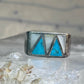 Turquoise Ring mother of pearl band southwest size 7.25 sterling silver women men