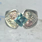 Black Hills Gold Ring aquamarine blue color stone leaves band size 5.75 sterling silver women pinky