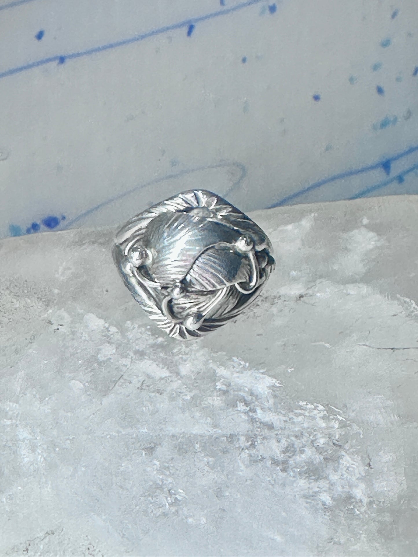 Navajo ring leaves cigar band size 8.50 sterling silver women girls