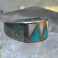 Turquoise Ring mother of pearl band southwest size 7.25 sterling silver women men