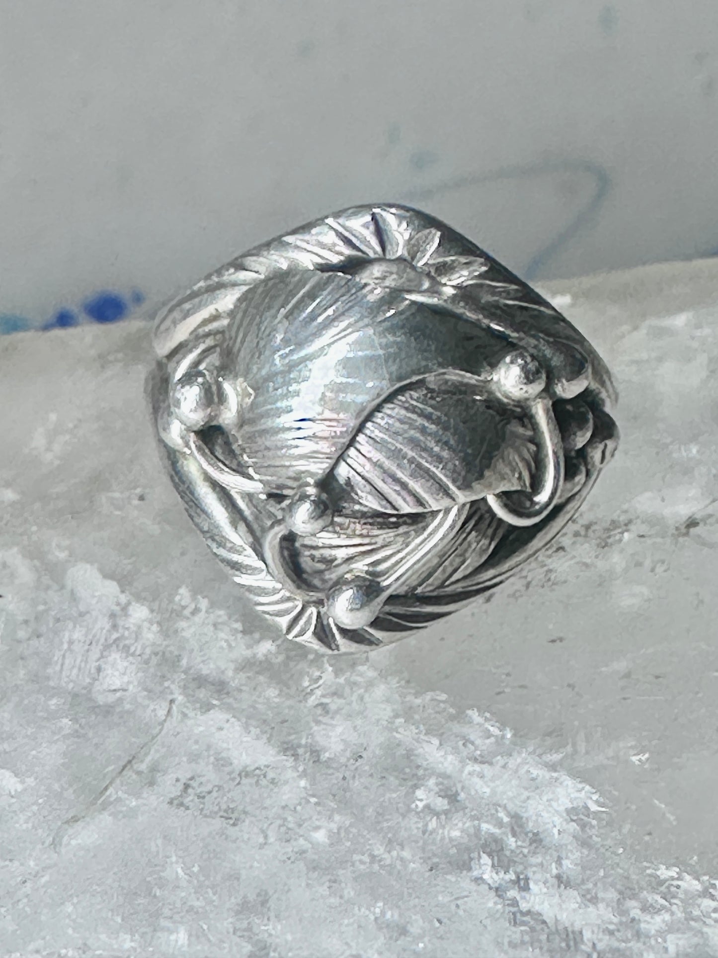 Navajo ring leaves cigar band size 8.50 sterling silver women girls