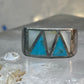 Turquoise Ring mother of pearl band southwest size 7.25 sterling silver women men