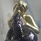 Figurative ring naked lady holding snake band size 7 sterling silver women