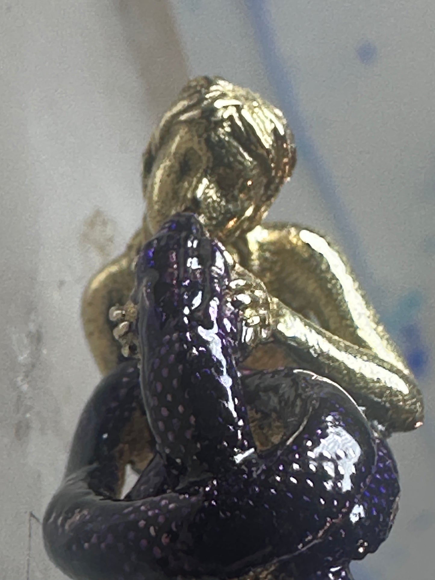 Figurative ring naked lady holding snake band size 7 sterling silver women
