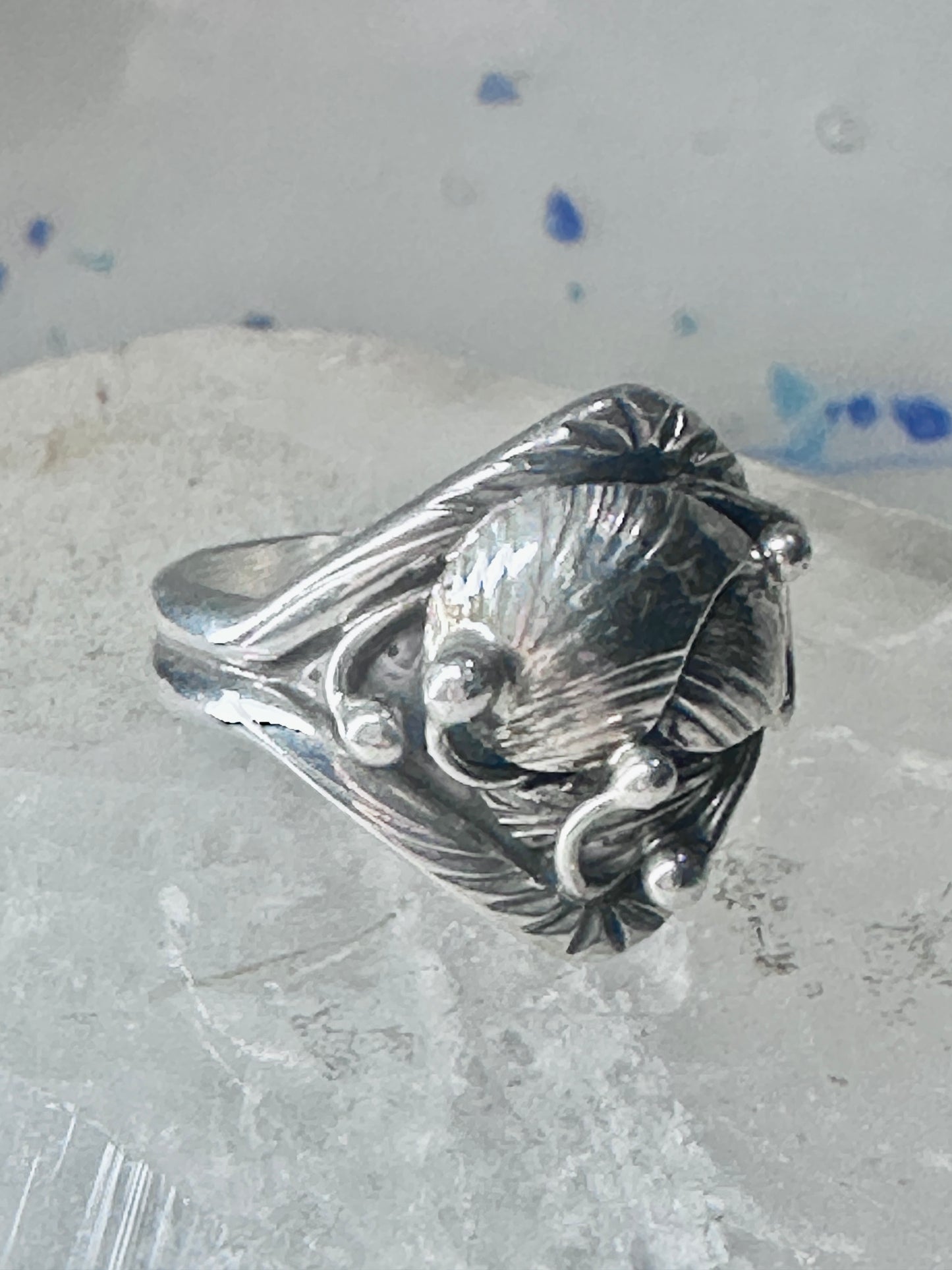 Navajo ring leaves cigar band size 8.50 sterling silver women girls