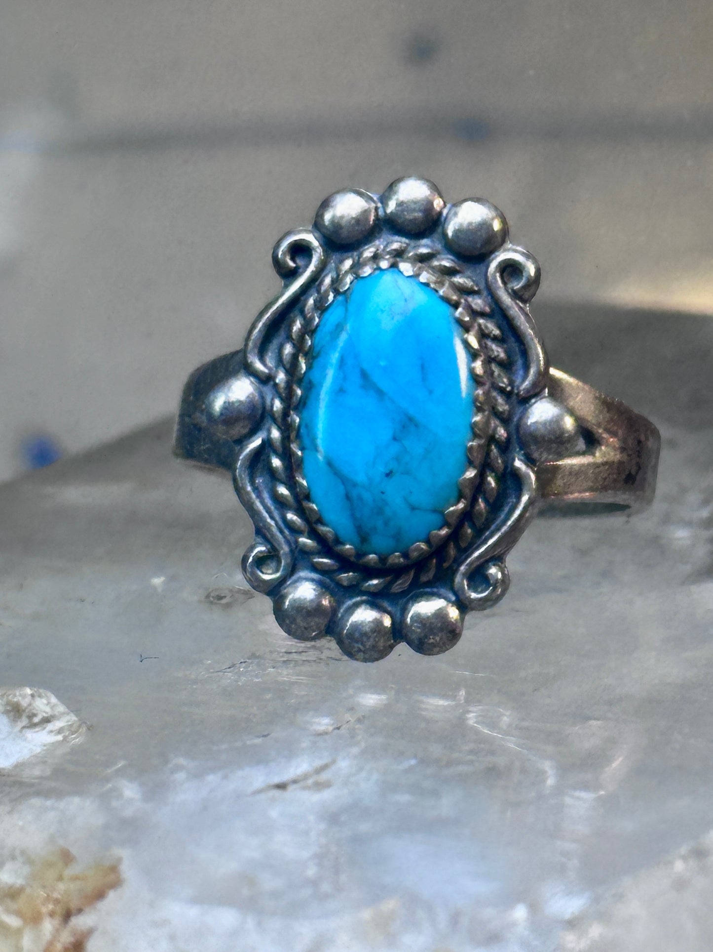 Vintage Turquoise Ring Navajo size 8.75 sterling silver women girls