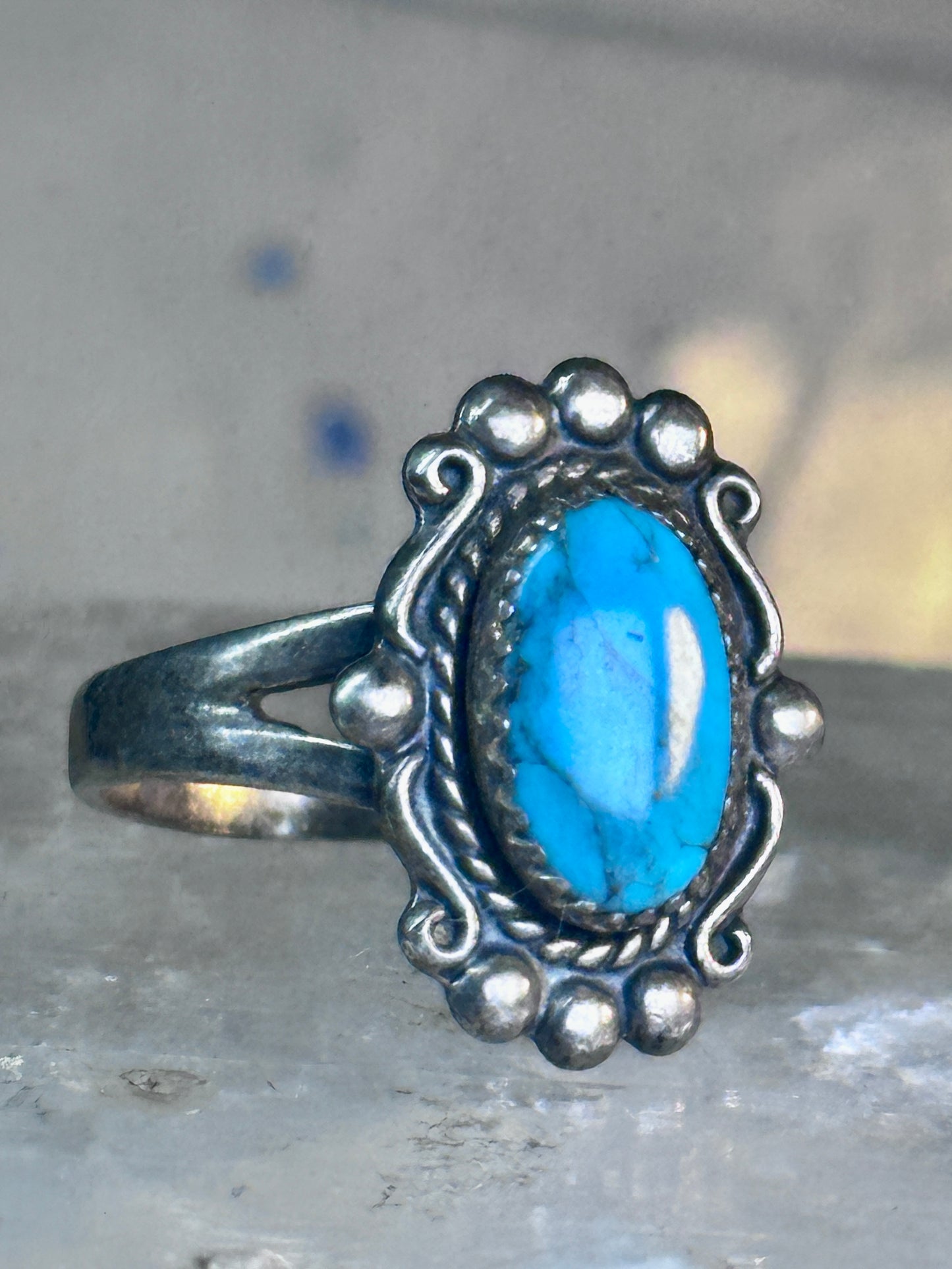 Vintage Turquoise Ring Navajo size 8.75 sterling silver women girls