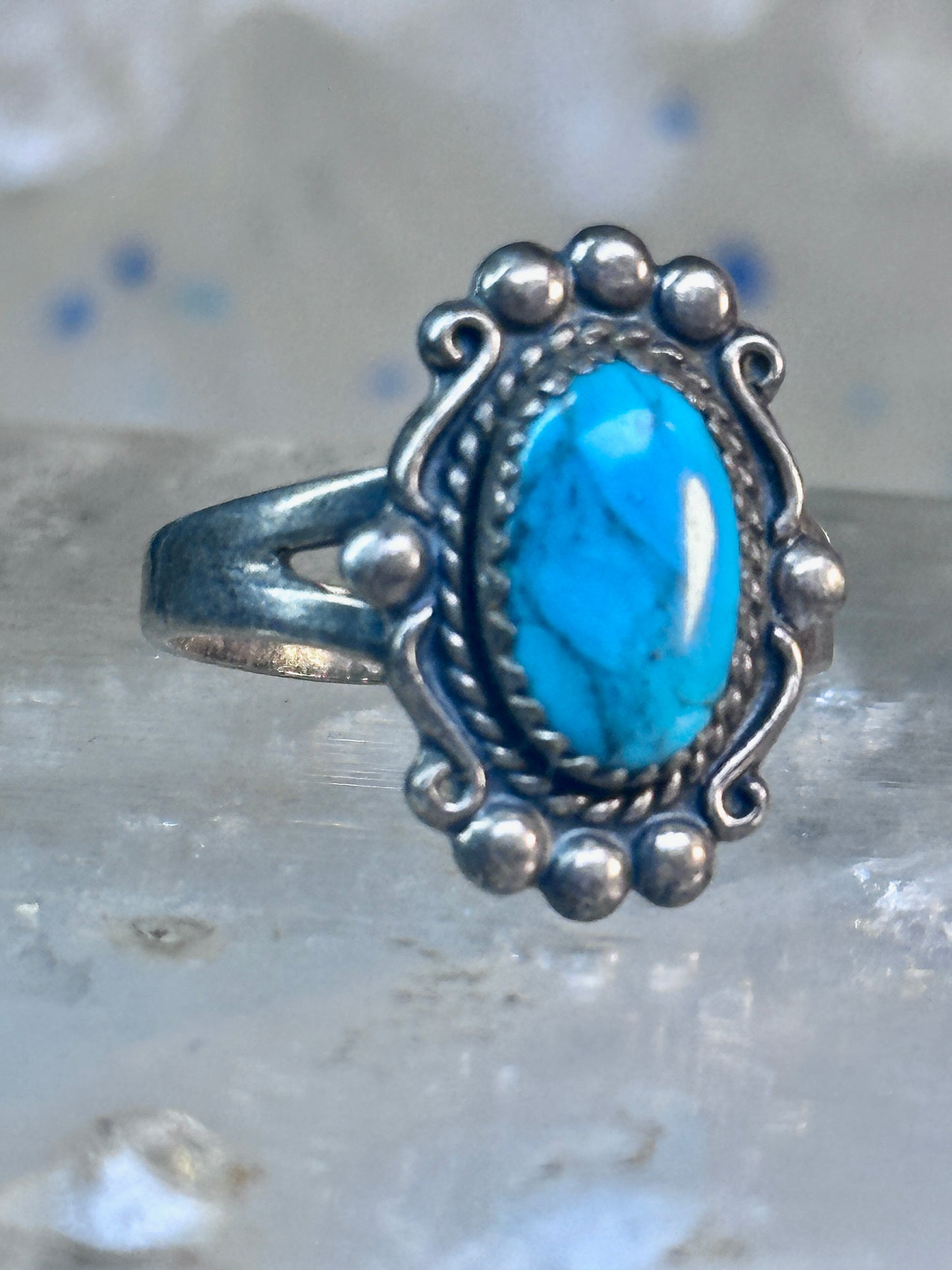 Vintage Turquoise Ring Navajo size 8.75 sterling silver women girls