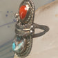 Navajo ring feather turquoise coral size 6.75 sterling silver women