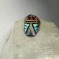 Zuni ring turquoise coral MOP inlay Size 10.75 Sterling Silver women men