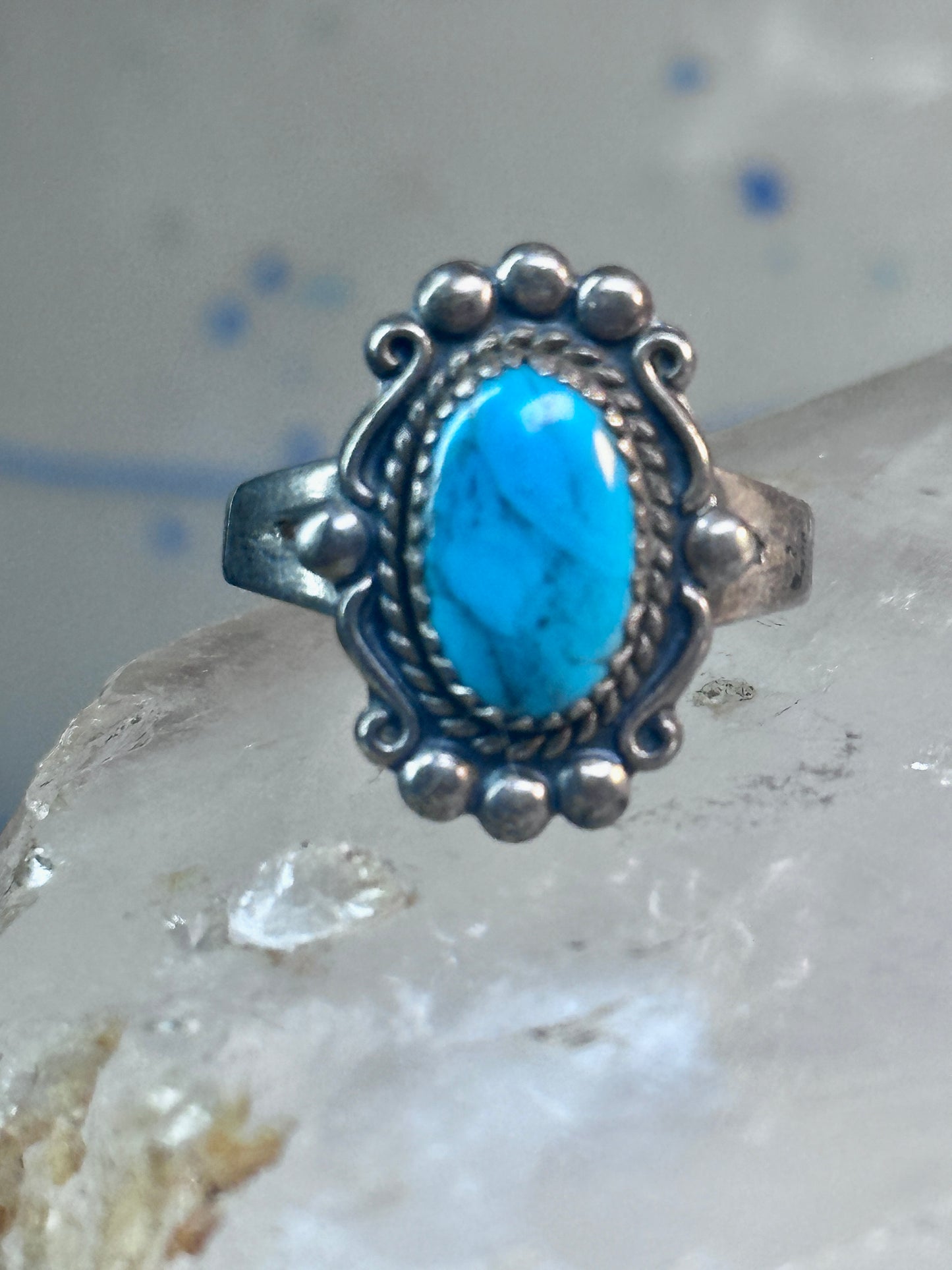 Vintage Turquoise Ring Navajo size 8.75 sterling silver women girls