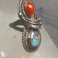 Navajo ring feather turquoise coral size 6.75 sterling silver women