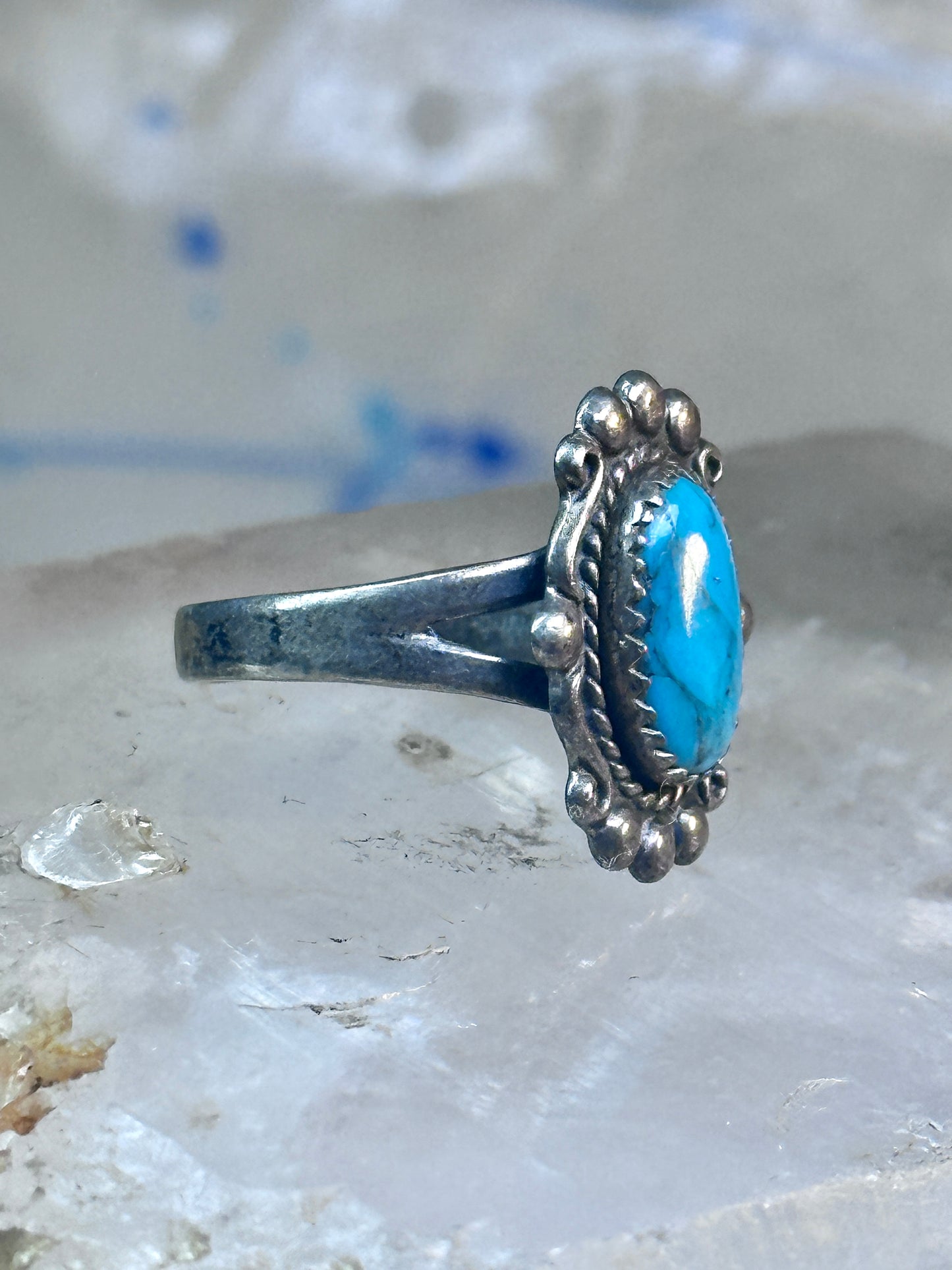 Vintage Turquoise Ring Navajo size 8.75 sterling silver women girls