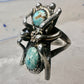 Navajo ant ring turquoise bug insect size 4.2  leaves band sterling silver women girls