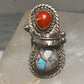 Navajo ring feather turquoise coral size 6.75 sterling silver women