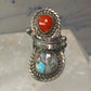 Navajo ring feather turquoise coral size 6.75 sterling silver women